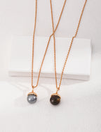 925 Sterling Silver Tiger’s Eye and Shell Pearl Necklace, additional product view