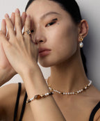 925 Sterling Silver Natural Pearl, Tiger’s Eye and Black Agate Bracelet, product view 13
