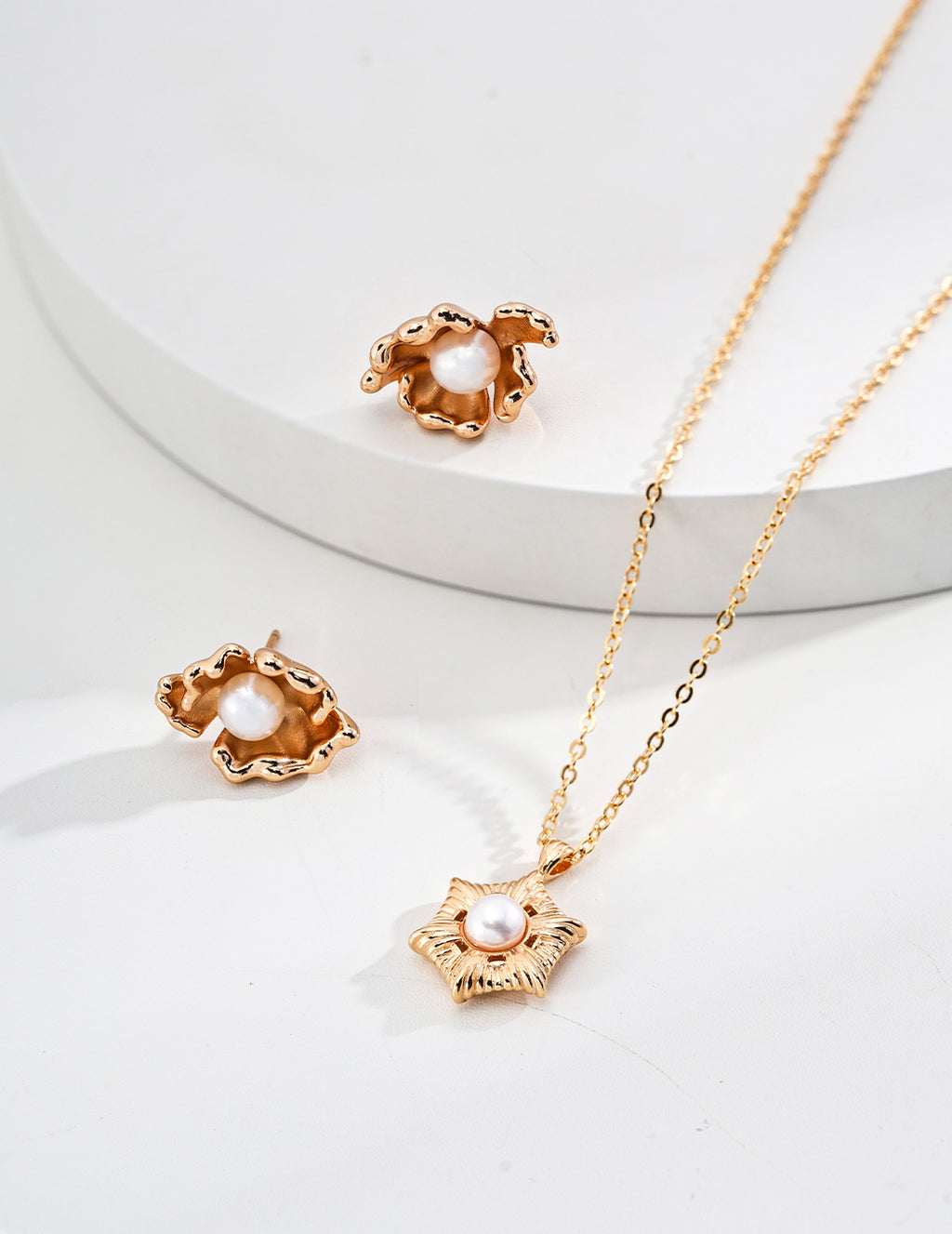 925 Sterling Silver Floral Natural Pearl Necklace, product view 7