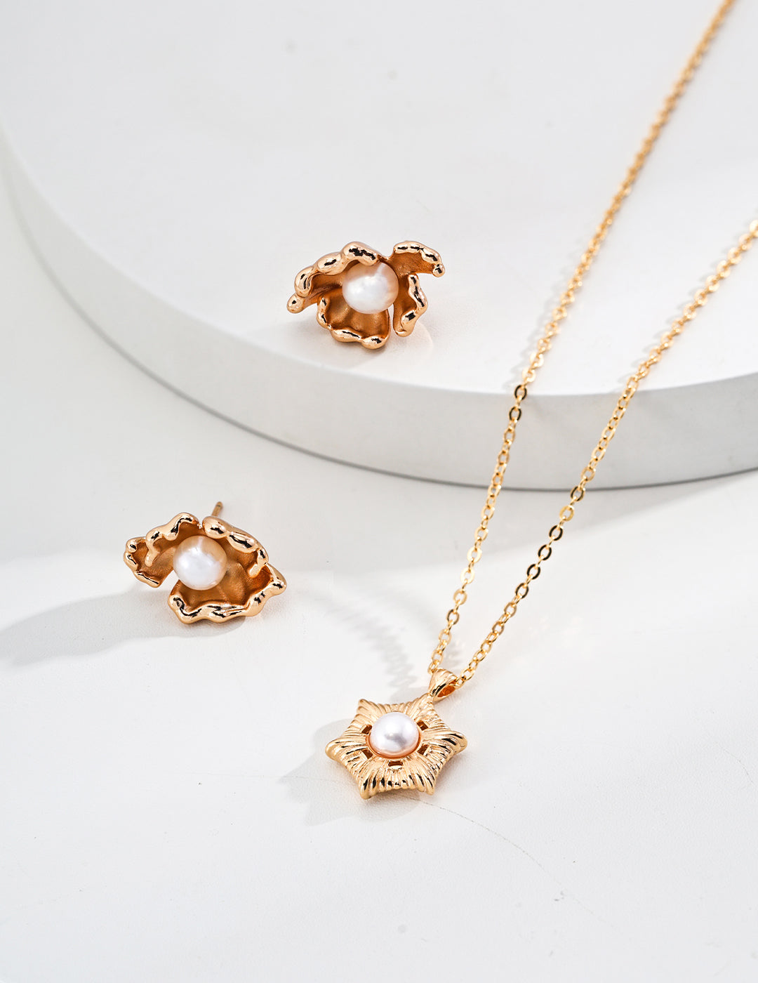 925 Sterling Silver Floral Natural Pearl Necklace, product view 7