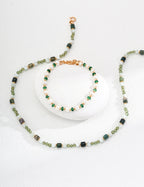 925 Sterling Silver Indian Agate, Green Larimar and Faceted Green Diopside Necklace, product view 7