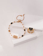925 Sterling Silver Natural Pearl, Mother of Pearl and Black Agate Bracelet, product view 12