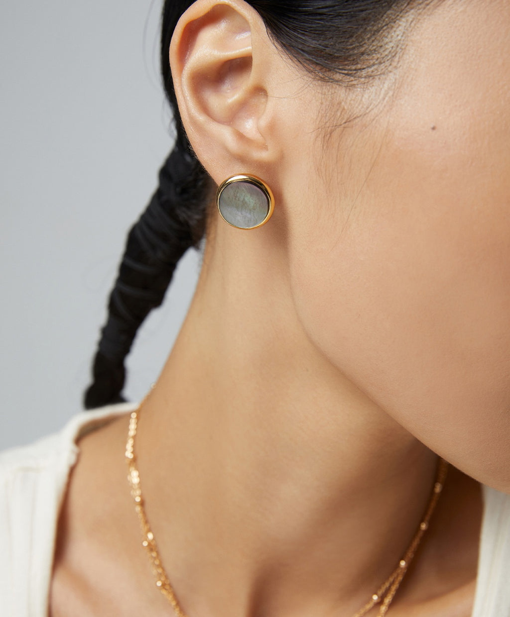 925 Sterling Silver Black Shell Earrings, product view 7
