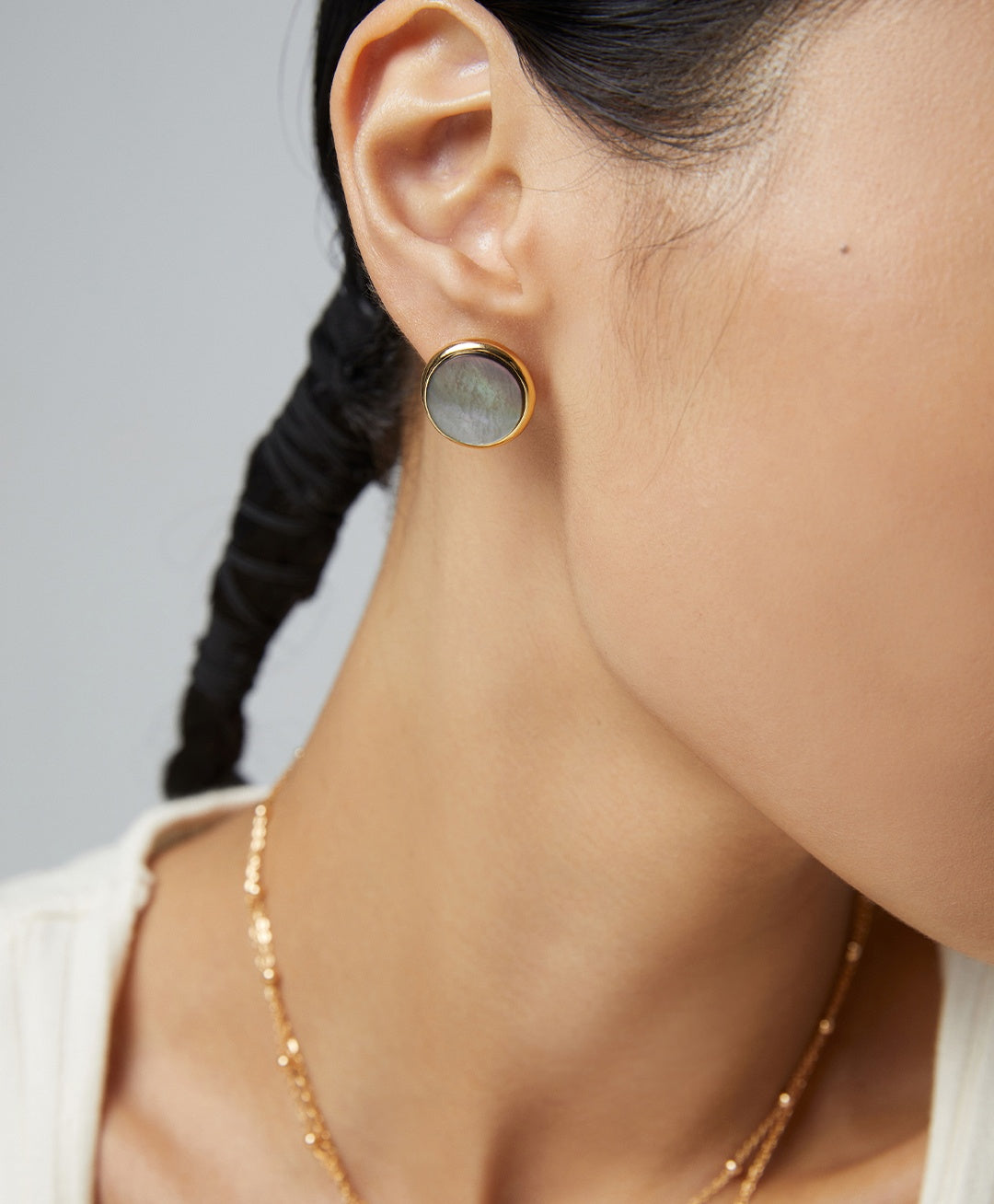 925 Sterling Silver Black Shell Earrings, product view 7