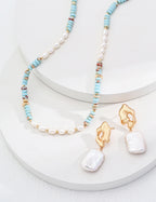 925 Sterling Silver Natural Pearl and Shoushan Stone Necklace, product view 7