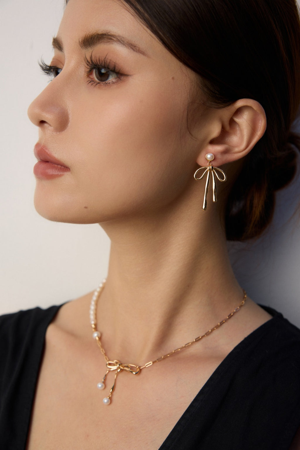 925 Sterling Silver Bow Pearl Drop Earrings