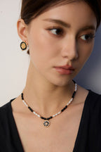 925 Sterling Silver Black Enamel and Cubic Zirconia Vintage-Inspired Earrings