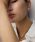 925 Sterling Silver Vintage Natural Pearl and Black Agate Earrings, product view 14