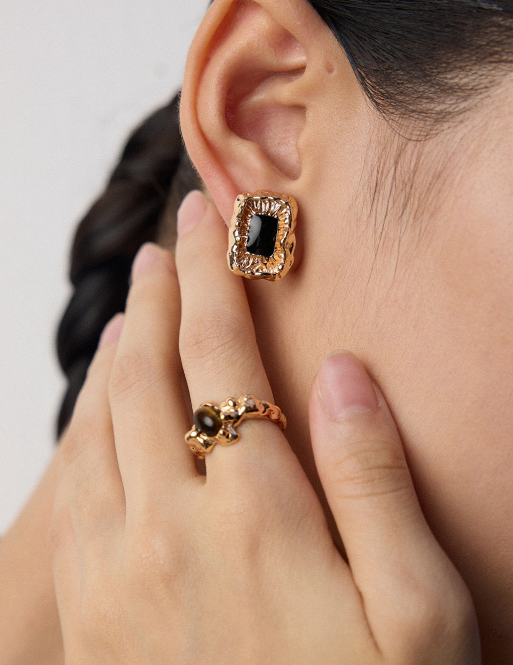 925 Sterling Silver Vintage Black Enamel Earrings, product view 9