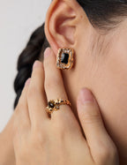 925 Sterling Silver Vintage Black Enamel Earrings, product view 9