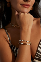 925 Sterling Silver Tiger’s Eye, Pearl and Mother of Pearl Bracelet