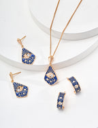 925 Sterling Silver Blue Enamel Cubic Zirconia Earrings in blue enamel and vintage gold, product view 7