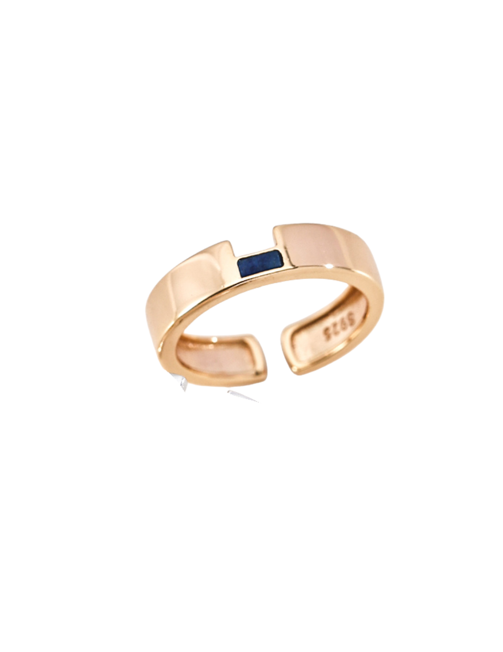 925 sterling silver ring in vintage gold / lapis lazuli