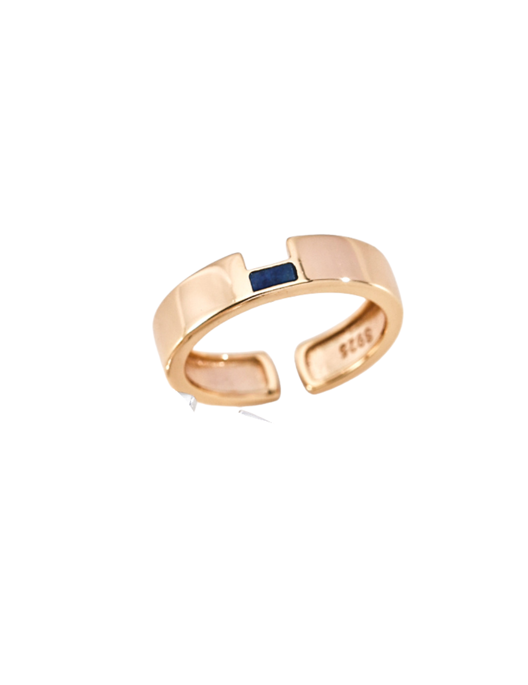 925 sterling silver ring in vintage gold / lapis lazuli