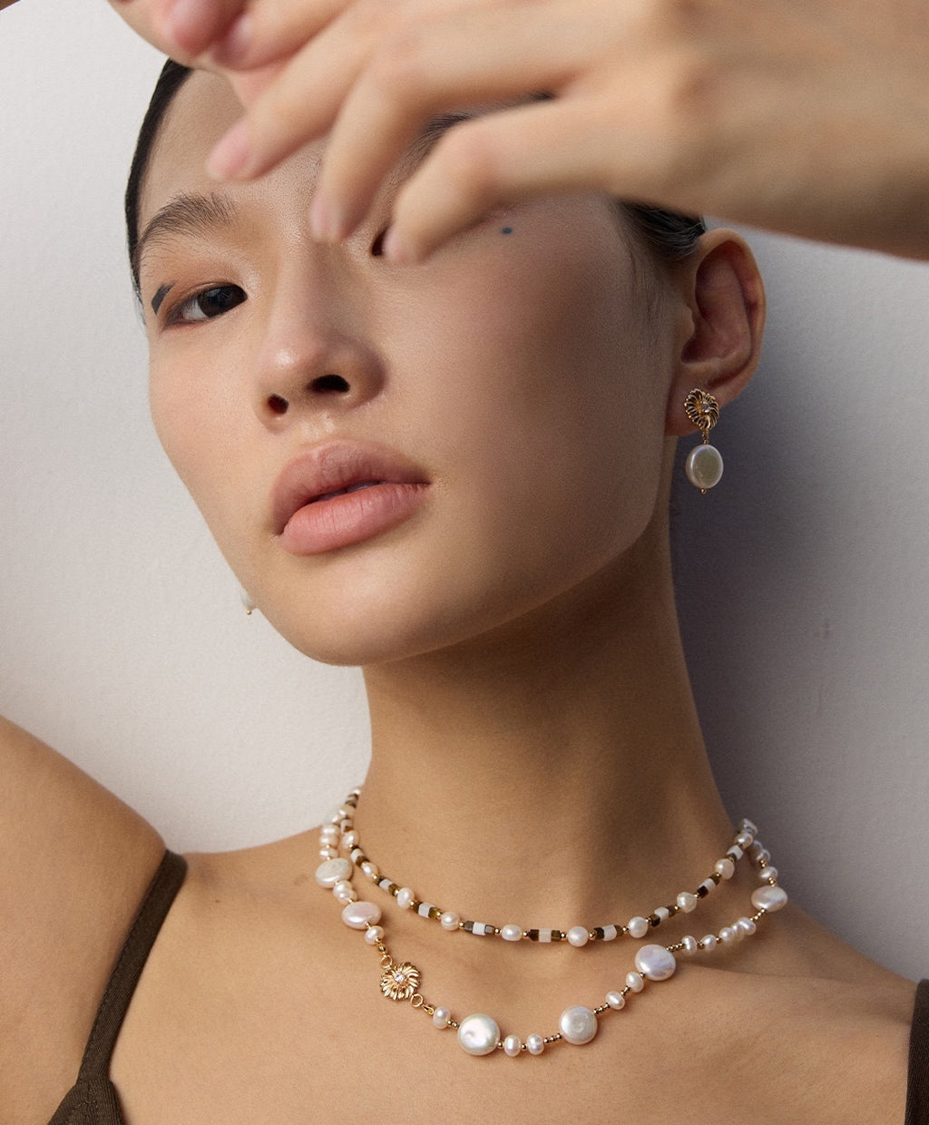 925 Sterling Silver Pearl, Mother of Pearl and Tiger’s Eye Necklace
