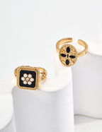 925 Sterling Silver Enamel Faux Pearl Cubic Zirconia Ring, product view 7