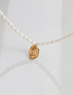 925 Sterling Silver Natural Pearl Necklace - Vintage Gold
