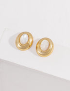 925 Sterling Silver Vintage Mother of Pearl Earrings - Silver