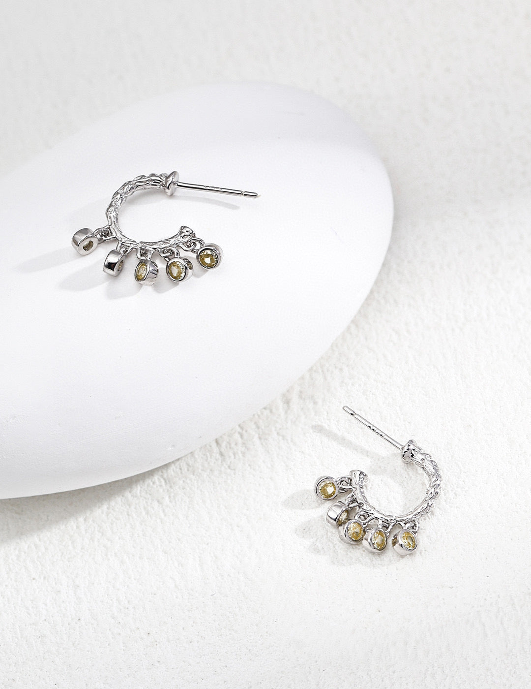 925 Sterling Silver Vintage Cubic Zirconia Earrings - Silver