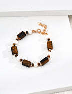925 Sterling Silver Tiger’s Eye and Pearl Bracelet