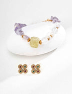 925 Sterling Silver Citrine and Amethyst Bracelet