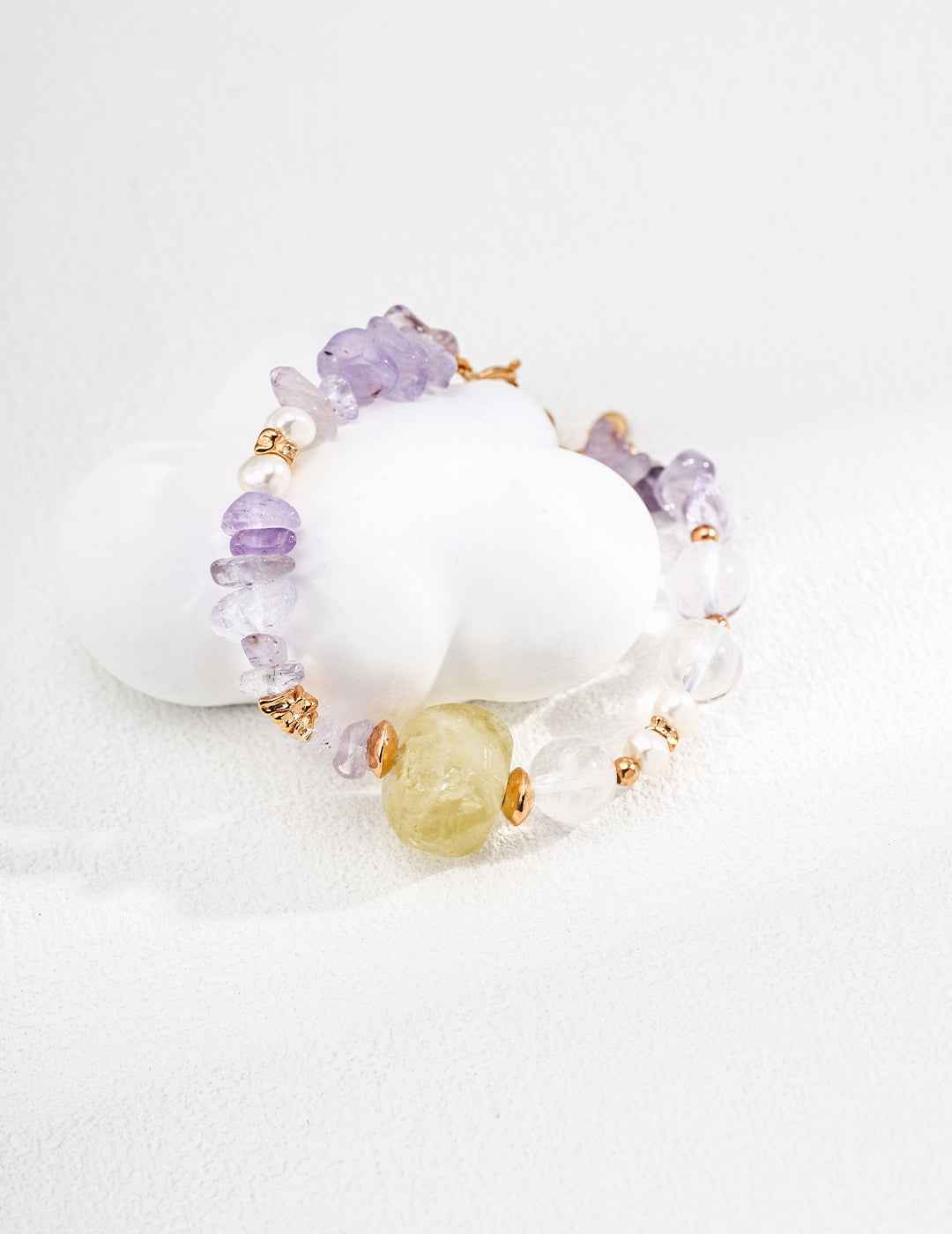 925 Sterling Silver Citrine and Amethyst Bracelet