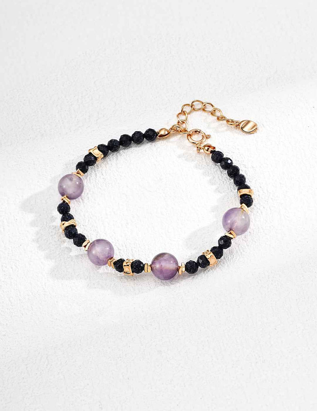 925 Sterling Silver Amethyst and Blue Sandstone Beaded Bracelet