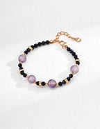 925 Sterling Silver Amethyst and Blue Sandstone Beaded Bracelet
