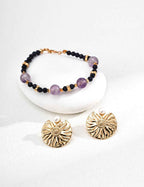 925 Sterling Silver Amethyst and Blue Sandstone Beaded Bracelet