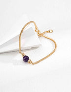 Full view of 925 sterling silver amethyst bracelet with extension chain