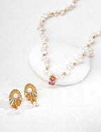 925 Sterling Silver Pearl Pink Zircon Necklace