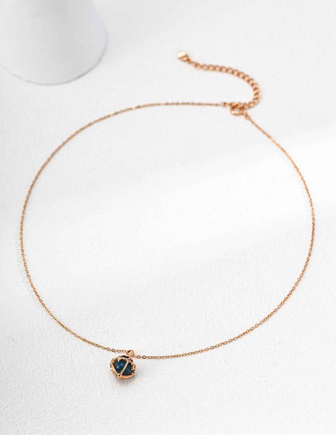 Full length view of 925 sterling silver gemstone pendant necklace, 40 cm chain