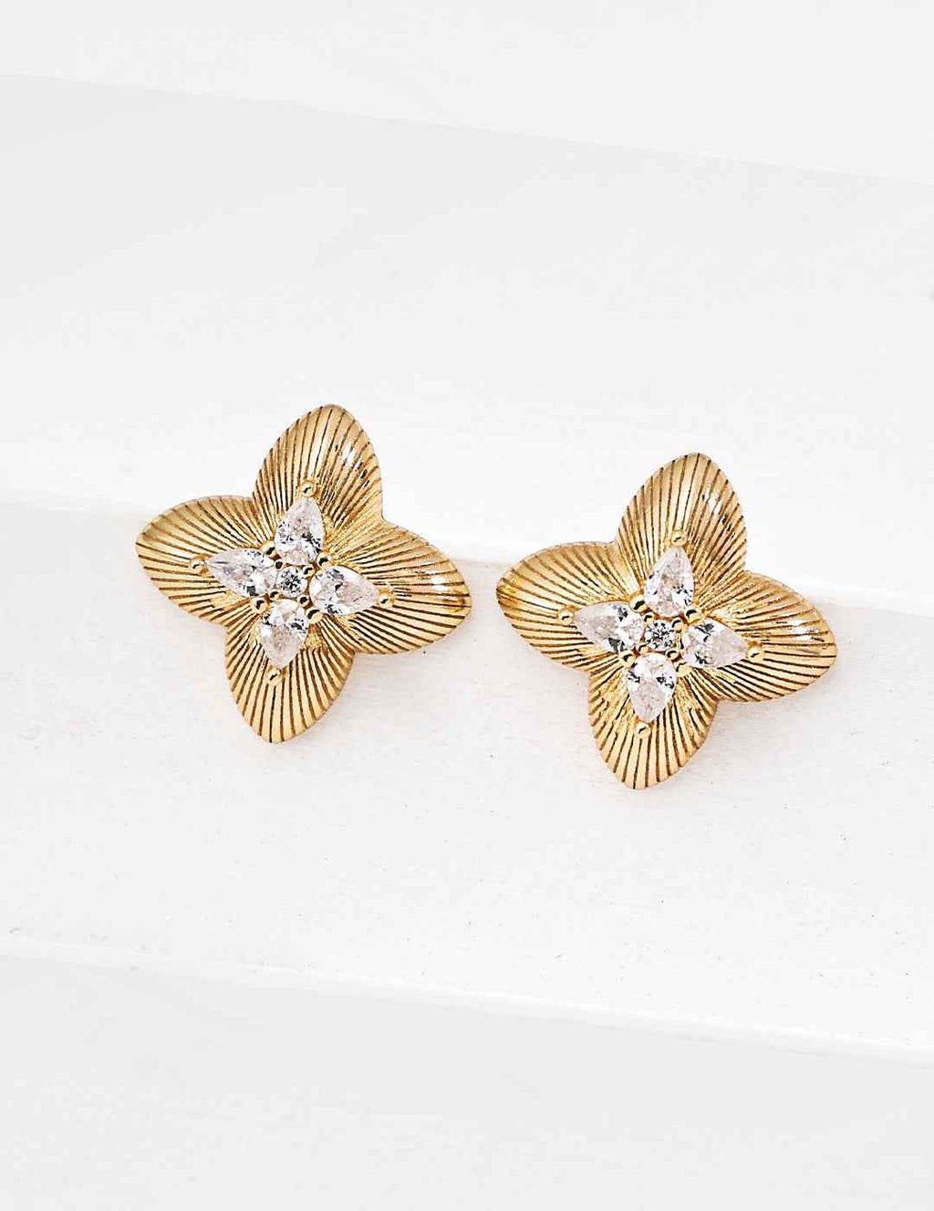 925 sterling silver clover stud earrings, silver tone version