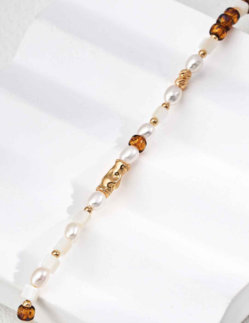 925 sterling silver colored glass pearl bracelet worn on wrist, approx. 16 cm