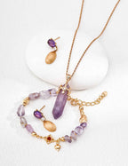 Close-up of sterling silver amethyst crystal pendant showing faceted surface and gold-tone frame