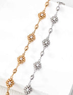 Close-up of sterling silver CZ link bracelet showing segment pattern and stone detail