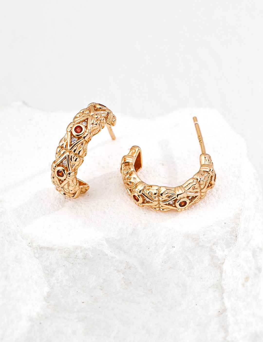 Close-up of 925 sterling silver hoop earrings
