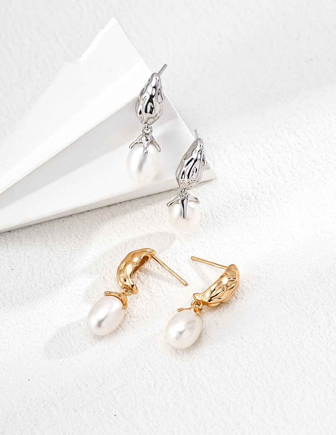 925 sterling silver drop earrings, front view