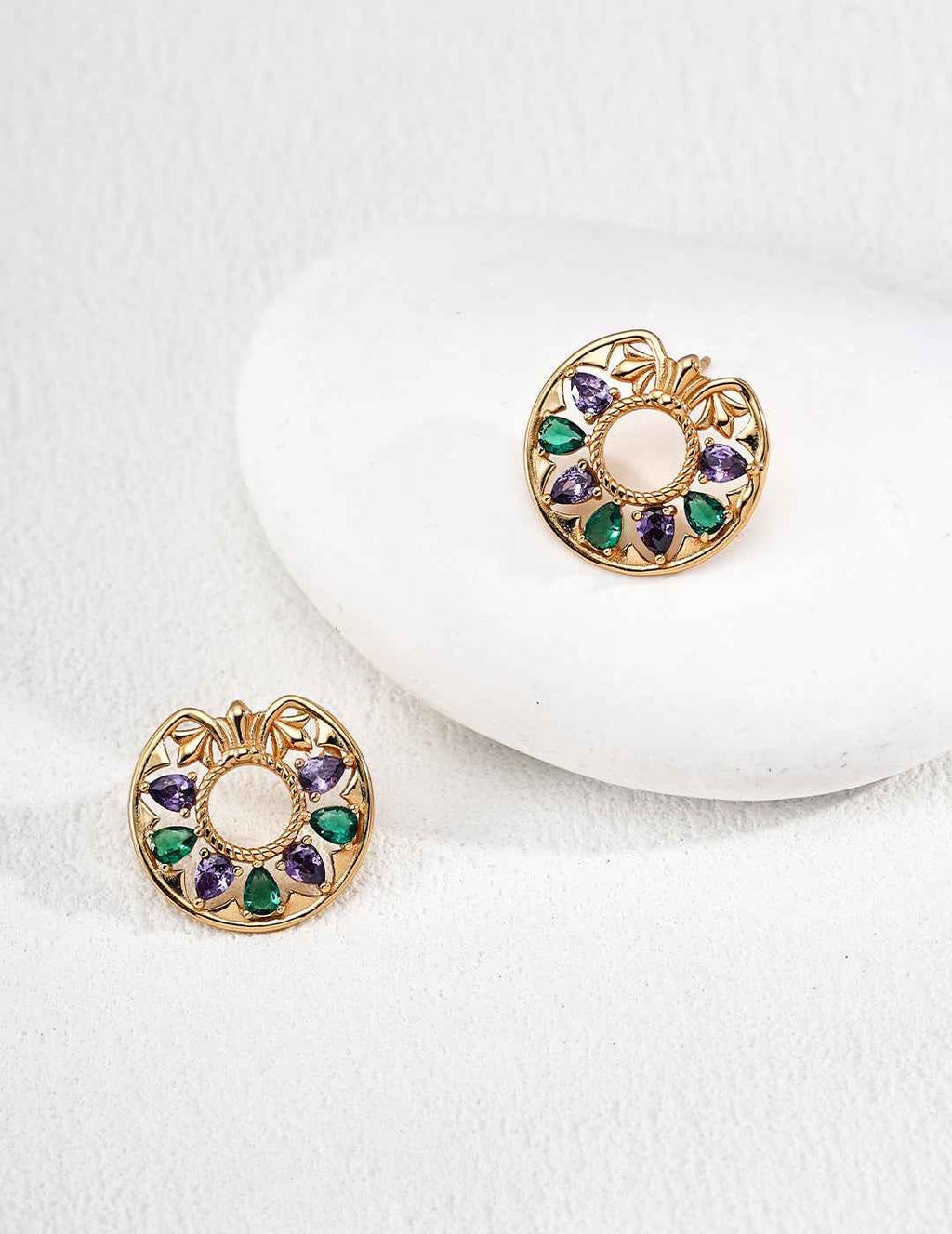 Close-up of 925 sterling silver stud earrings