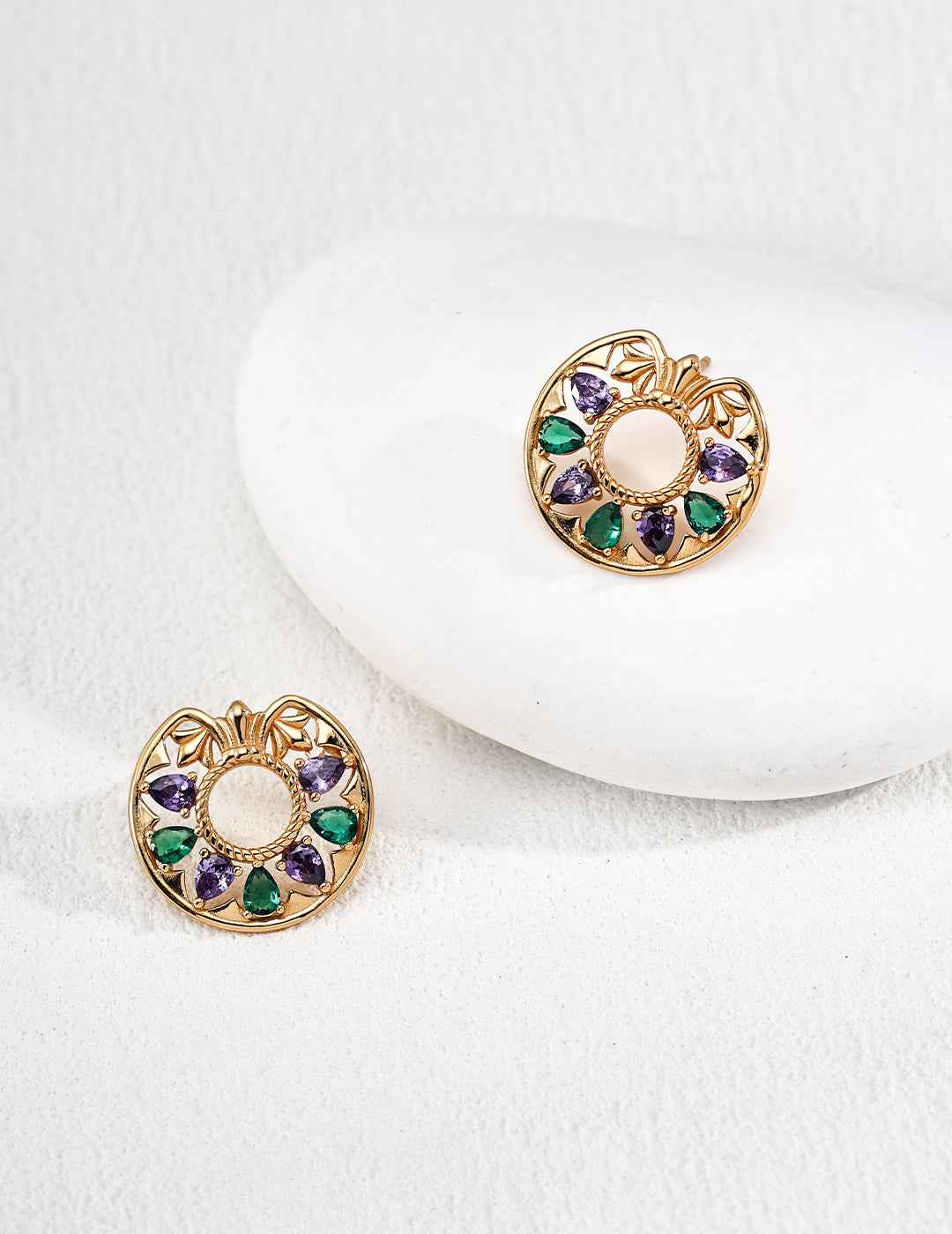 Close-up of 925 sterling silver stud earrings