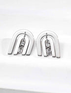 Pair of 925 sterling silver cubic zirconia arc stud earrings
