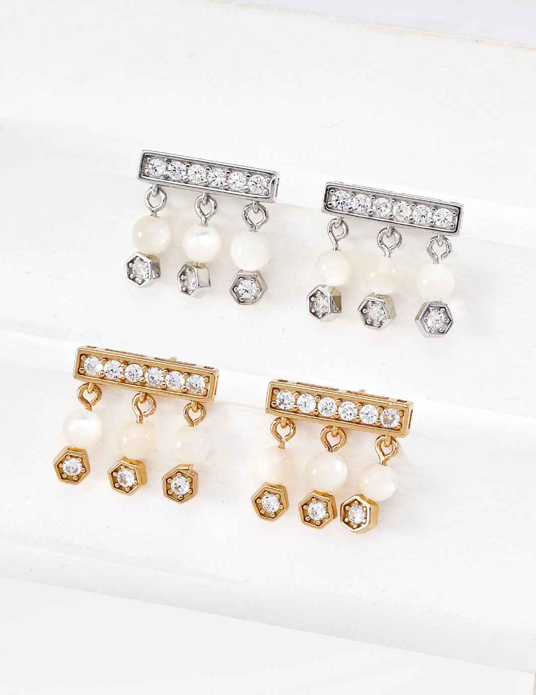 925 sterling silver drop earrings, front view