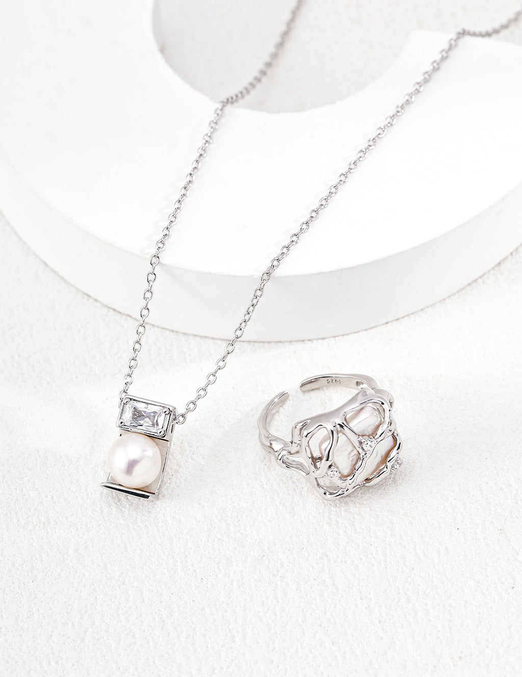 Close-up of 925 sterling silver pendant necklace