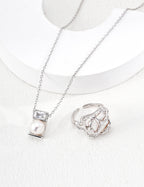 Close-up of 925 sterling silver pendant necklace
