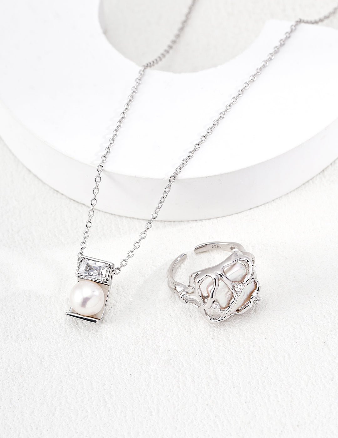 Close-up of 925 sterling silver pendant necklace