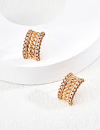925 sterling silver cubic zirconia textured stud earrings, silver tone version