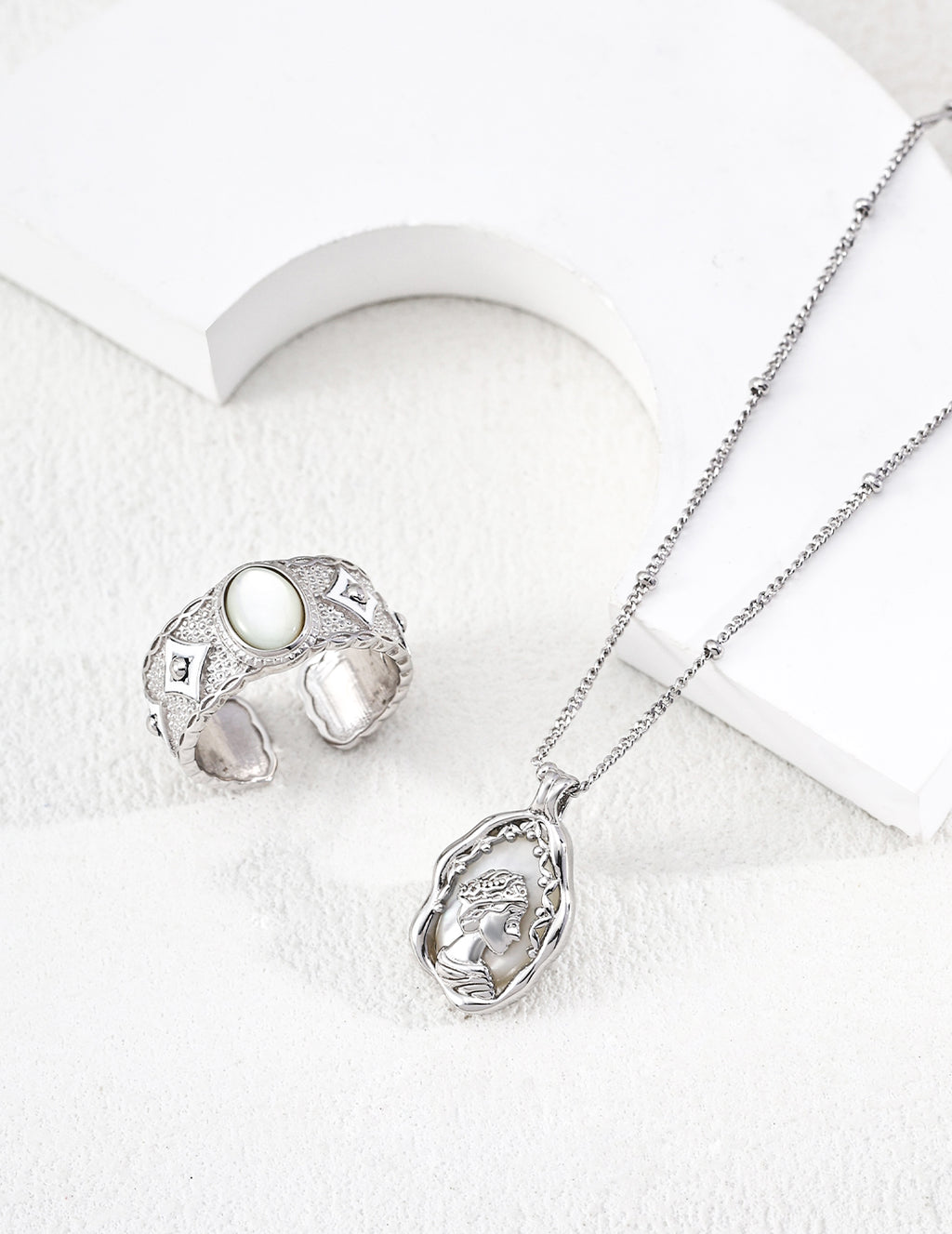 Close-up of 925 sterling silver pendant necklace
