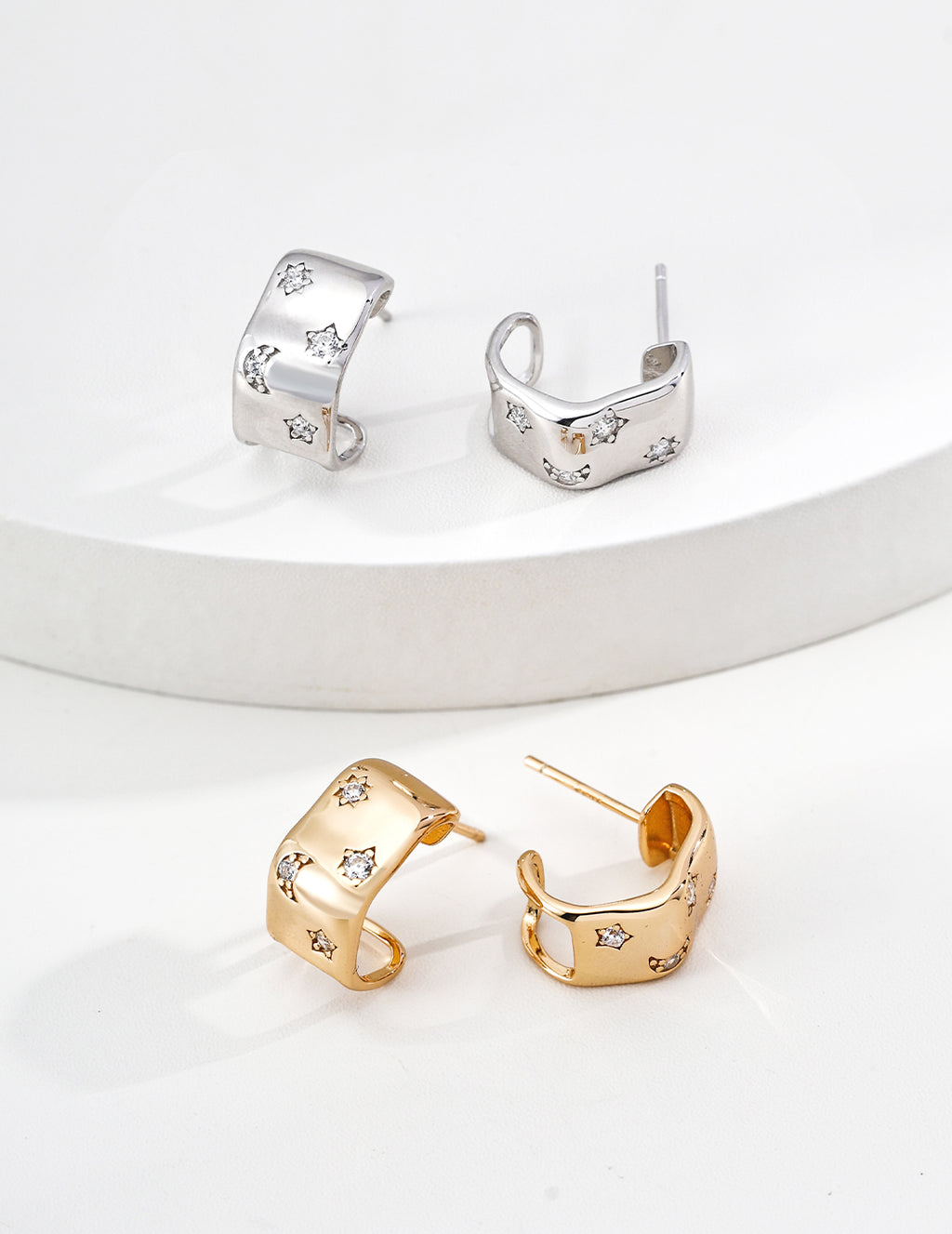 925 sterling silver hoop earrings, front view