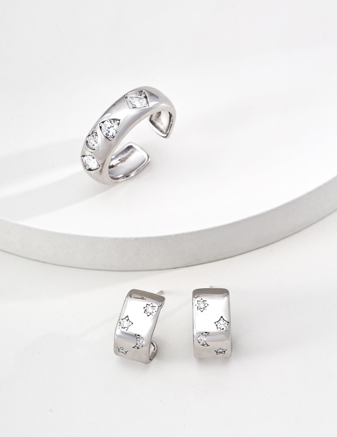925 sterling silver hoop earrings worn on model