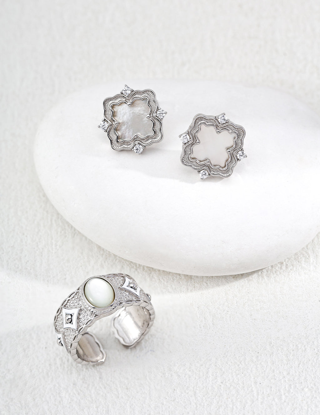925 sterling silver stud earrings worn on model
